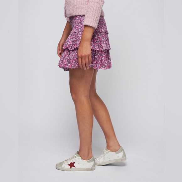 ISABEL MARANT Naomi Smocked Mini Skirt Pink Size 4 NWT - Picture 4 of 7